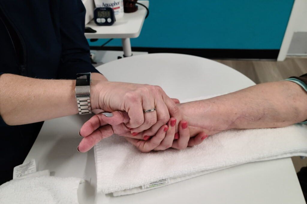 Hand Therapist working on a patient